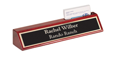 2" x 10" Rosewood Desk Wedge Name Plate with Business Card Holder