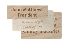wooden name tags
