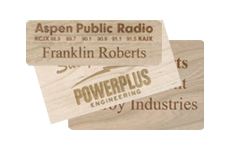 wooden name tags