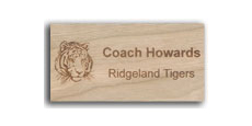 1 1/2" x 3" Wooden Name Tags with Logo