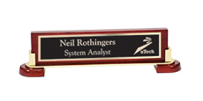 2" x 10" Rosewood Desk Name Bar with Logo