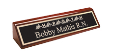 2" x 10" Rosewood Desk Wedge Name Plate With Logo