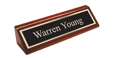 2" x 8" Rosewood Desk Wedge Name Plate with Business Card Holder