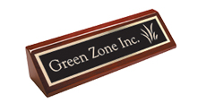 2" x 8" Rosewood Desk Wedge Name Plate with Business Card Holder